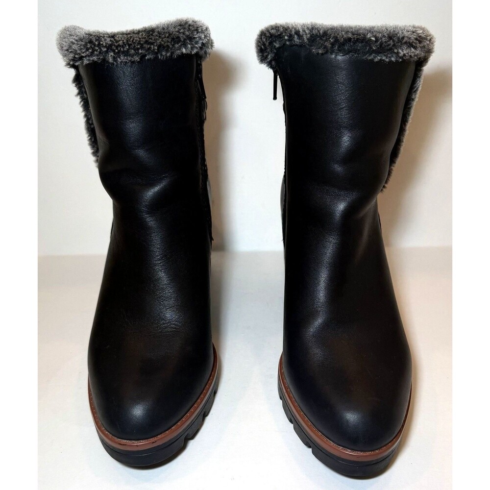 Naturalizer Valene Waterproof Leather Ankle Boots Women’s 8.5M Black Faux Fur - Picture 3 of 7